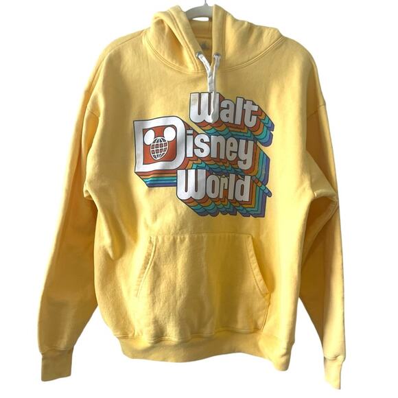 Walt Disney World parks yellow sweatshirt size large vintage rainbow logo - Picture 1 of 5